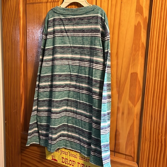 Boys size M green/blue/white stripe long sleeve shirt by Urban Pipeline - Picture 3 of 3